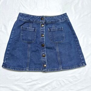 Melville‎ Blue Denim Mini Skirt Womens 25 Button Front Y2K Coquette Indie Sleaze